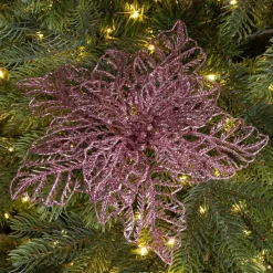 Fiore di Natale paillette a clips Rosa cipria