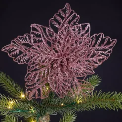 Fiore di Natale paillette a clips Rosa cipria
