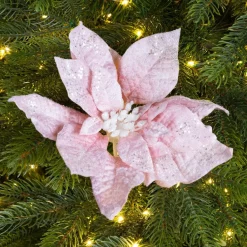 Fiore di Natale Velluto con clip (D22 cm) Rosa cipria