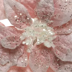 Fiore di Natale Velluto con clip (D22 cm) Rosa cipria