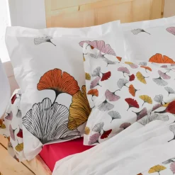 Fodera cuscino a rullo percalle di cotone (L200 cm) Gingko Multicolore
