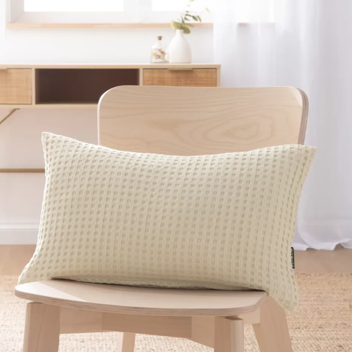 Fodera cuscino rettangolare cotone nido d'ape (30 x 50 cm) Maya Beige pampa