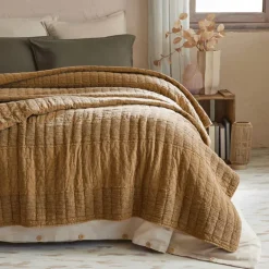 Fodera per cuscino quadrata in cotone (60 x 60 cm) Lena Camel