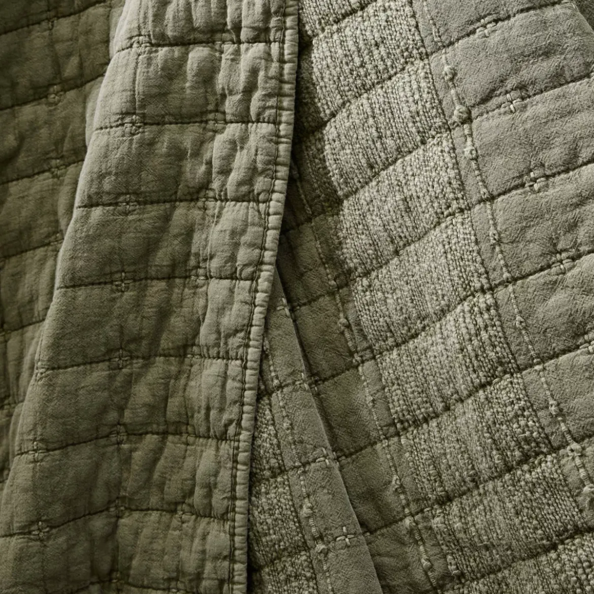 Fodera per cuscino quadrata in cotone (60 x 60 cm) Lena Verde rosmarino