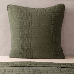 Fodera per cuscino quadrata in cotone (60 x 60 cm) Lena Verde rosmarino