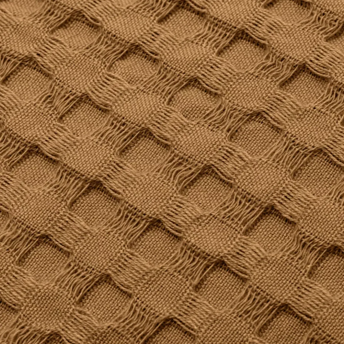 Fodera cuscino quadrata cotone nido d'ape (40 x 40 cm) Maya Camel