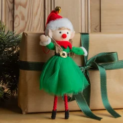 Folletto buffone da appendere (H20 cm) Ragazzina e campanello
