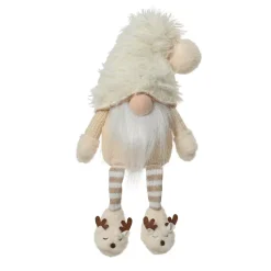 Folletto di Natale con gambe flessibili (H48 cm) Gaston carino Bianco crema