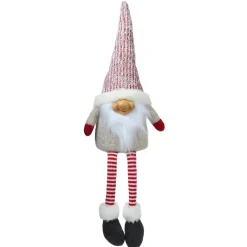 Folletto di Natale fatto a mano (H60 cm) Ridente e barba bianca