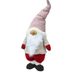Folletto di Natale fatto a mano (H85 cm) Ridente e con barba bianca
