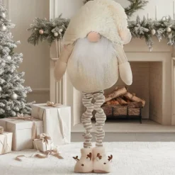 Folletto di Natale Gigante (H122 cm) Gaston carino Bianco crema