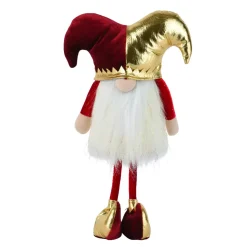Folletto di Natale in piedi (H39 cm) Arlecchino Bordeaux e dorato