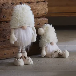 Folletto di Natale in piedi (H60 cm) Gaston carino Bianco crema