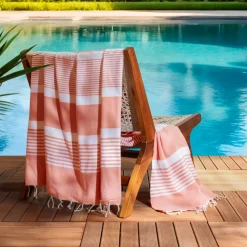 Fouta cotone riciclato (200 x 200 cm) Estate Corallo