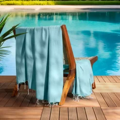 Fouta cotone riciclato (200 x 200 cm) Ecume Blu Turchese
