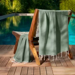 Fouta cotone riciclato (100 x 200 cm) Sunshine Verde cachi