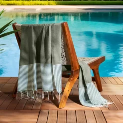 Fouta in cotone riciclato (100 x 200 cm) Oceano Verde cachi