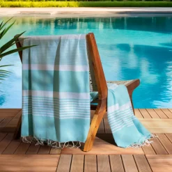 Fouta in cotone riciclato (200 x 200 cm) Summer Blu turchese