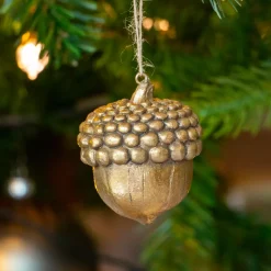 Ghianda di Natale da appendere (H8 cm) Vecchia Quercia Oro