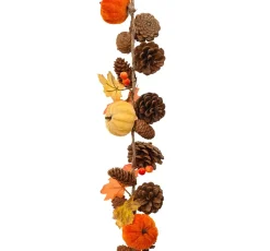 Ghirlanda con pigne (150 cm) Zucca in velluto Arancione