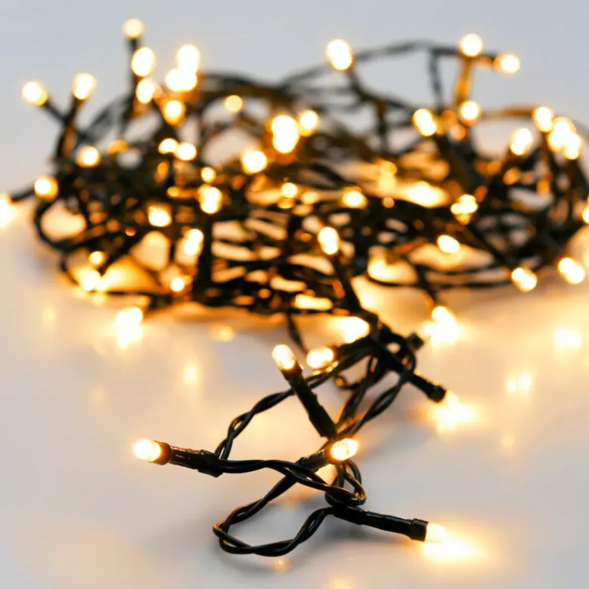 Ghirlanda luminosa a pile 3,5 m 48 LED cavo nero Lusso Bianco caldo