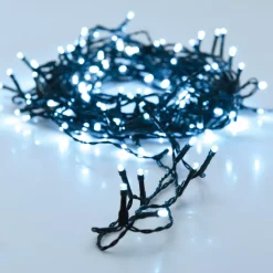 Ghirlanda luminosa a pile 3,5 m 48 LED cavo nero Lusso Bianco freddo