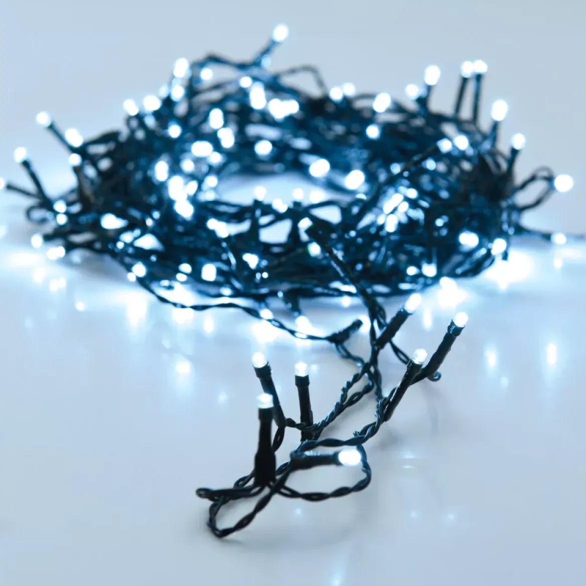 Ghirlanda luminosa a pile 14.5 m 192 LED cavo nero Lusso Bianco freddo