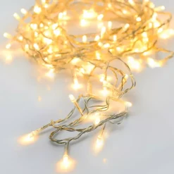 Ghirlanda luminosa a pile 7 m 96 LED cavo trasparente Lusso Bianco caldo
