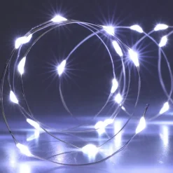Ghirlanda luminosa a pile 4 m 80 Micro LED Filo d'argento Bianco freddo