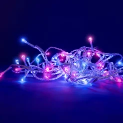 Ghirlanda luminosa Bicolore 8 m 128 LED cavo trasparente Bicolore rosso e blu