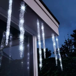 Ghirlanda luminosa collegabile 3,60 m 60 LED cavo trasparente Ghiaccioli effetto Flash Bianco freddo