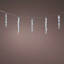 Ghirlanda luminosa collegabile 3,60 m 60 LED cavo trasparente Ghiaccioli effetto Flash Bianco freddo