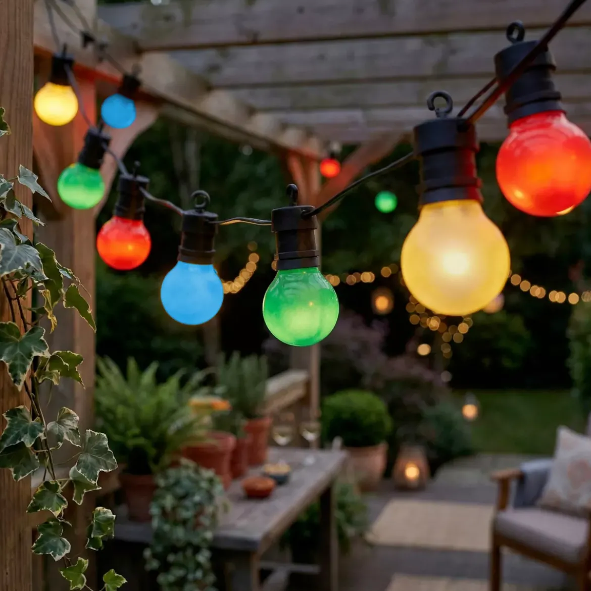 Ghirlanda luminosa collegabile giardino 9,5 m 20 LED Guinguette Garden Multicolore