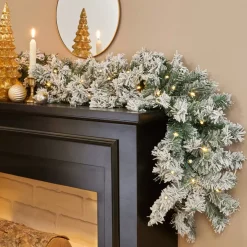 Ghirlanda luminosa di abete (180 cm - D25) Royal Verde innevato e bianco caldo