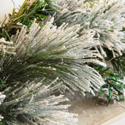 Ghirlanda luminosa di abete (180 cm - D25) Edmonton Verde innevato e bianco caldo