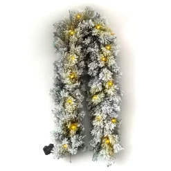 Ghirlanda luminosa di abete (180 cm - D25) Edmonton Verde innevato e bianco caldo