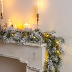 Ghirlanda luminosa di abete (180 cm - D25) Edmonton Verde innevato e bianco caldo