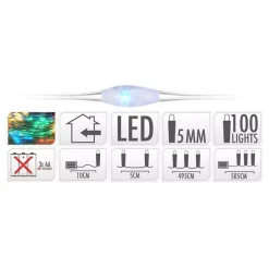 Ghirlanda luminosa Micro LED 5 m Multicolore 100 LED CA a pile