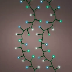 Ghirlanda luminosa 16 m 750 LED cavo verde Luxe Tricolore Verde blu e bianco
