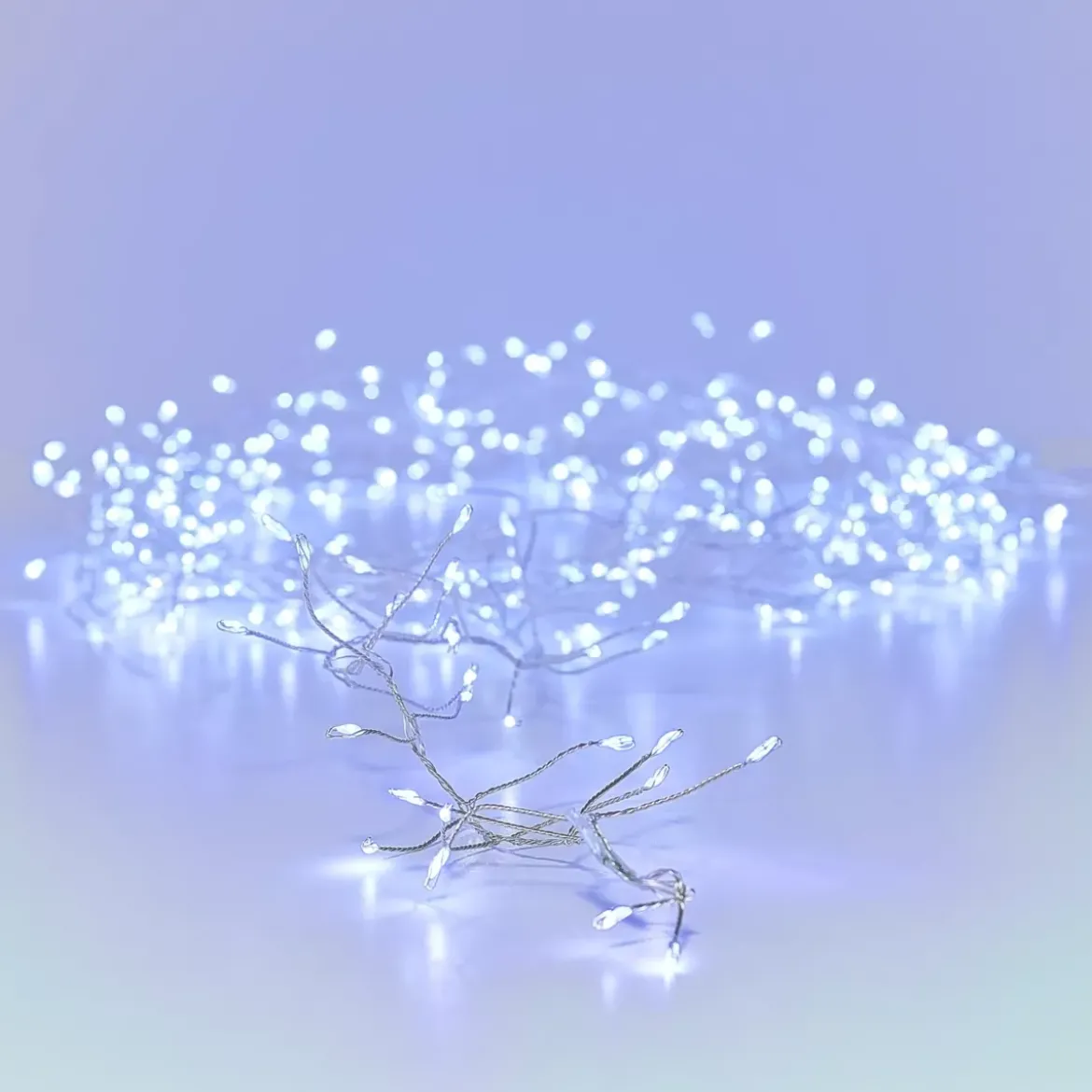Ghirlanda luminosa 6 m 480 Micro LED cavo argento Luxe Bianco freddo