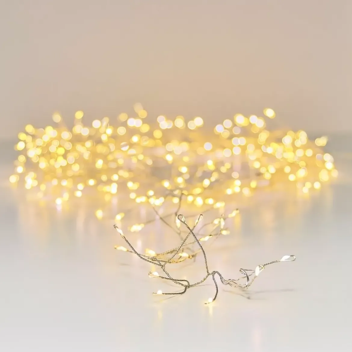 Ghirlanda luminosa 6 m 480 Micro LED cavo argento Luxe Bianco caldo