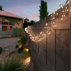Ghirlanda luminosa Solare ricaricabile 14 m 1512 LED cavo nero Grappolo Bianco caldo