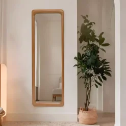 Grande specchio da appoggiare in legno (H173 cm) Delhi Naturale beige