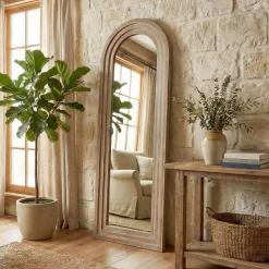 Grande specchio da parete con cornice in legno (182 cm) Marbala Marrone