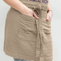 Grembiule con tasche garza di cotone Gaïa Marrone corda