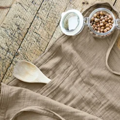 Grembiule con tasche garza di cotone Gaïa Marrone corda