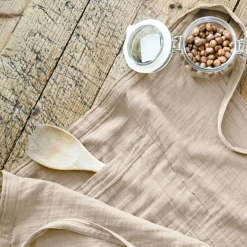 Grembiule con tasche garza di cotone Gaïa Beige pampa