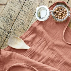 Grembiule con tasche garza di cotone Gaïa Rosa pesca