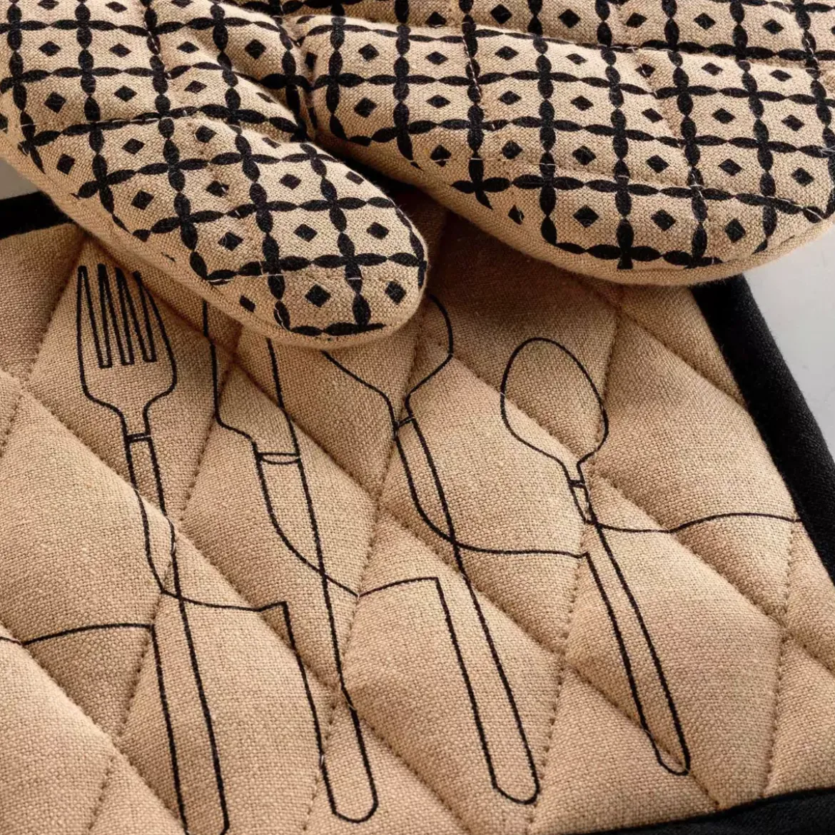 Guanto e presina cotone riciclato Cuisiline Beige