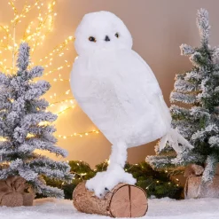 Gufo di Natale (H49 cm) Floconis Bianco
